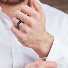 Rose Gold Groove Black Tungsten Wedding Ring | 4mm, 6mm, 8mm Wedding Band
