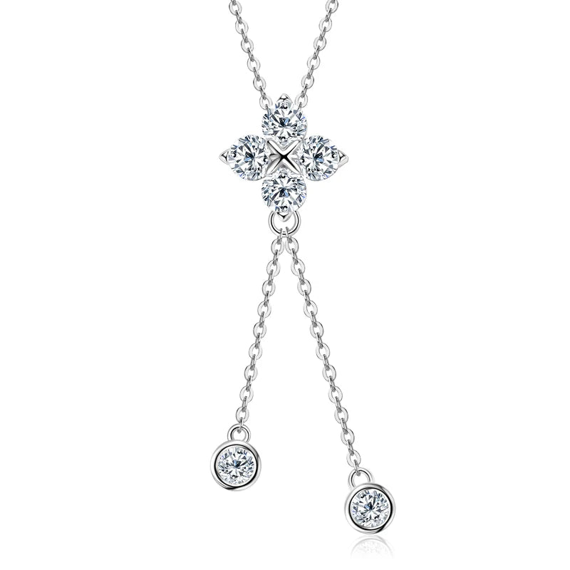 Four Leaf Clover Moissanite Pendant Necklace for Women – 925 Silver