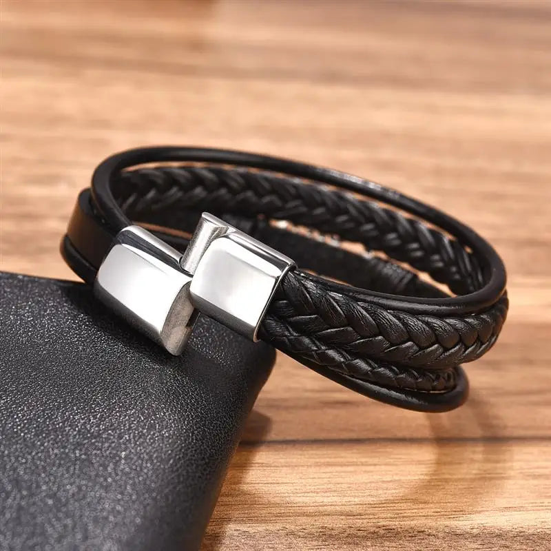 Men’s Tree of Life Leather Bracelet | Stainless Steel Magnetic Clasp