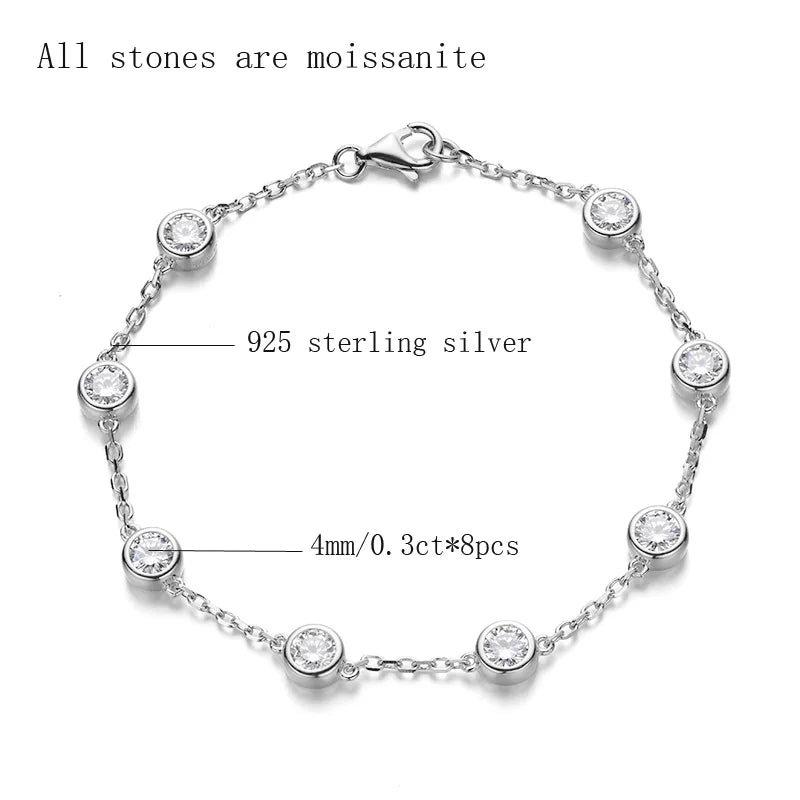 OEVAS 925 Sterling Silver 4mm 0.3CT D Color Moissanite Tennis Bracelet for Women | Fine Jewelry Gift