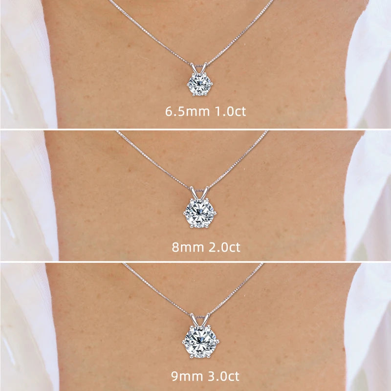 Round D Color Moissanite Solitaire Pendant Necklace in 925 Silver