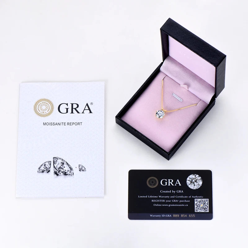 Round D Color Moissanite Solitaire Pendant Necklace in 925 Silver