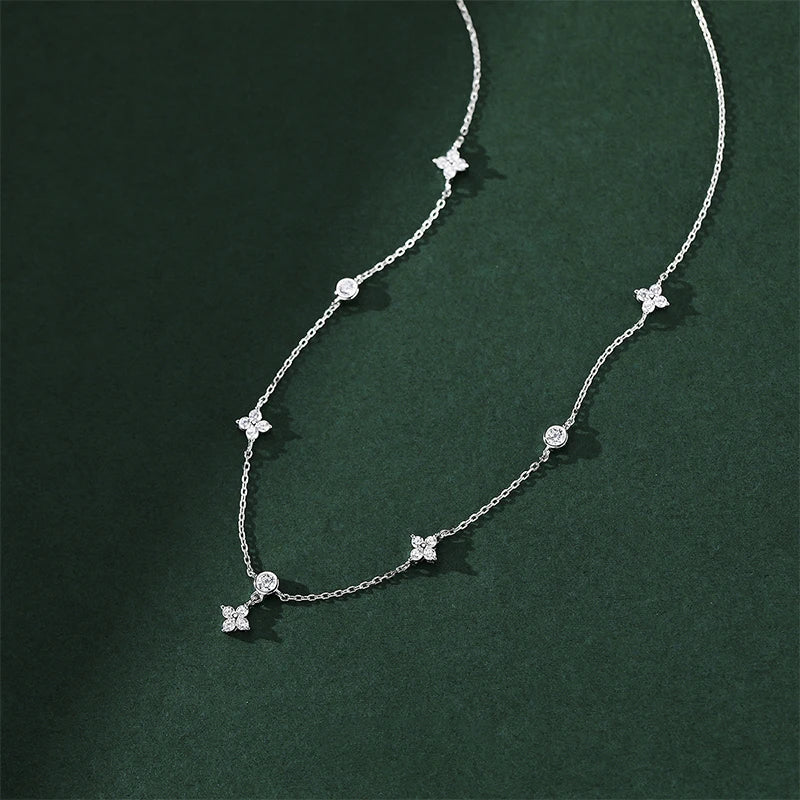 D Color Moissanite Necklace for Women & Girls | 925 Silver Choker 2mm 3mm