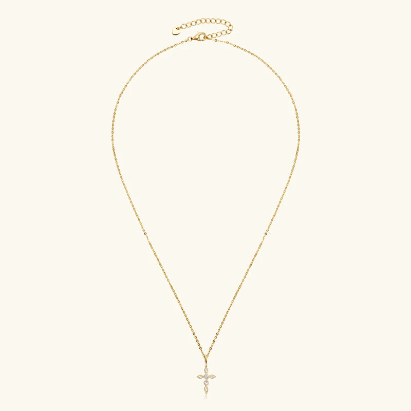 Moissanite Cross Pendant Necklace | 925 Silver | D Color Jewelry Gift