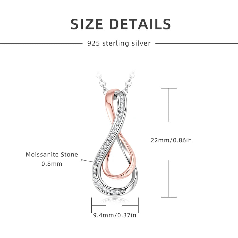 Real Infinity Moissanite Diamond Necklace | Certified 925 Silver Fine Jewelry | High-Quality Women's Engagement Gift