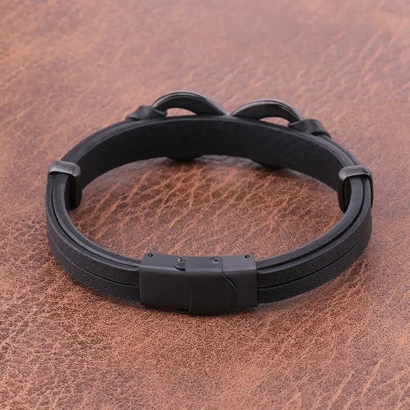 Men’s Leather Bracelet with Infinity Symbol | Custom Stainless Steel Gift