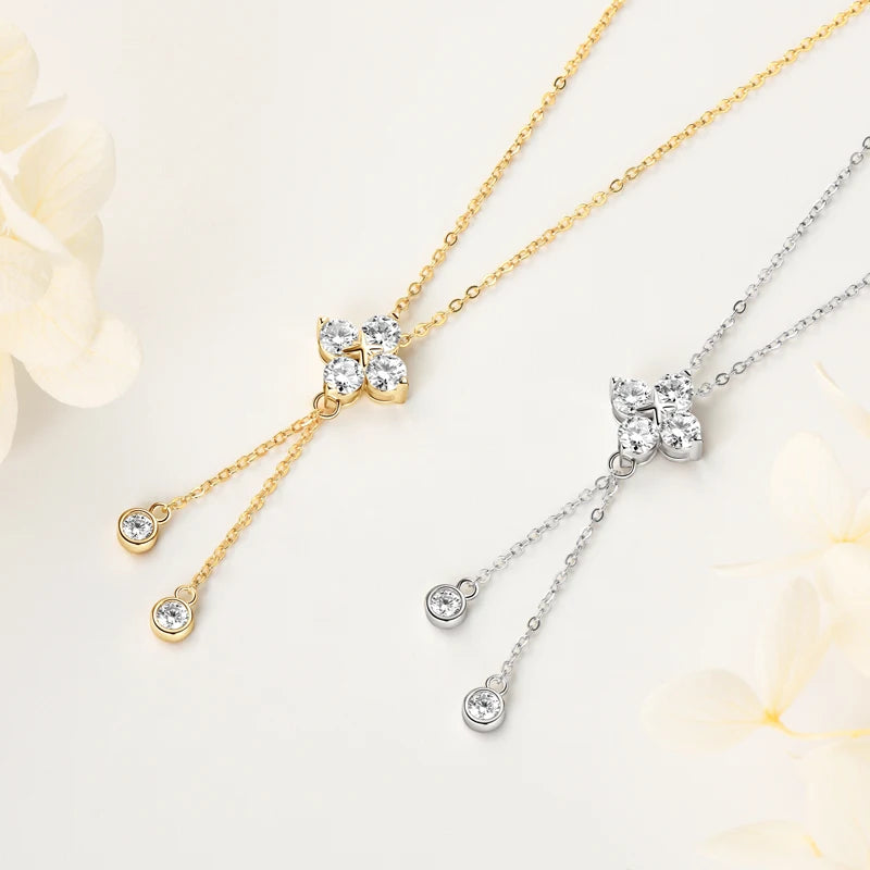 Four Leaf Clover Moissanite Pendant Necklace for Women – 925 Silver