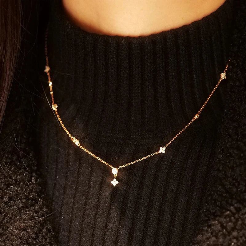 D Color Moissanite Necklace for Women & Girls | 925 Silver Choker 2mm 3mm