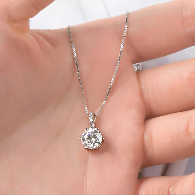 Dazzling 6.5mm/8mm D VVS1 Moissanite Diamond Pendant Necklace for Women | Real 925 Silver with 14k Gold Plating | High-Quality Jewelry Gift