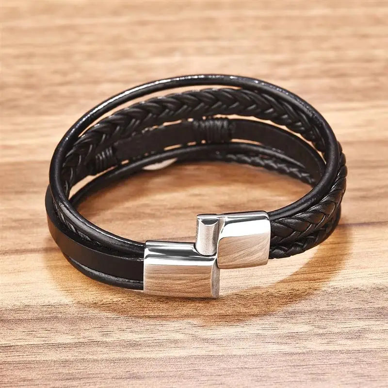 Men’s Tree of Life Leather Bracelet | Stainless Steel Magnetic Clasp