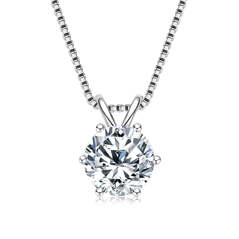 Round D Color Moissanite Solitaire Pendant Necklace in 925 Silver