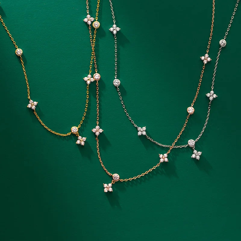 D Color Moissanite Necklace for Women & Girls | 925 Silver Choker 2mm 3mm