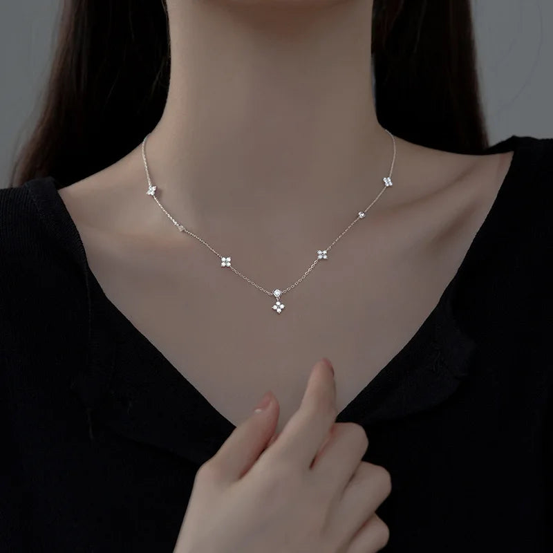 D Color Moissanite Necklace for Women & Girls | 925 Silver Choker 2mm 3mm