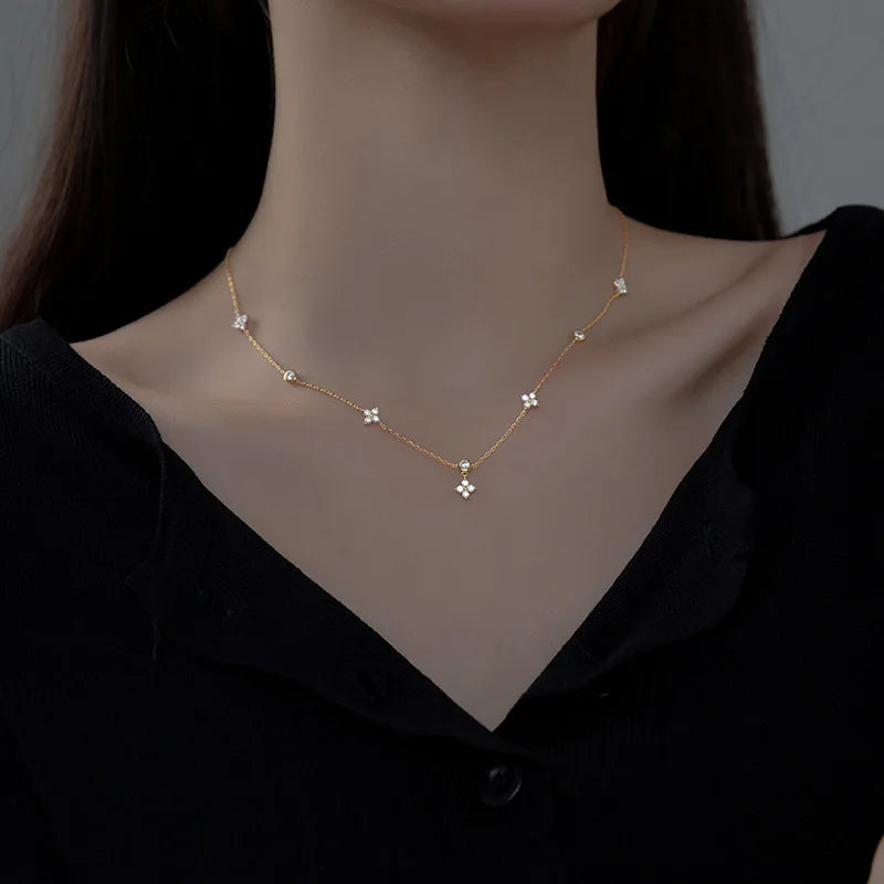 D Color Moissanite Necklace for Women & Girls | 925 Silver Choker 2mm 3mm