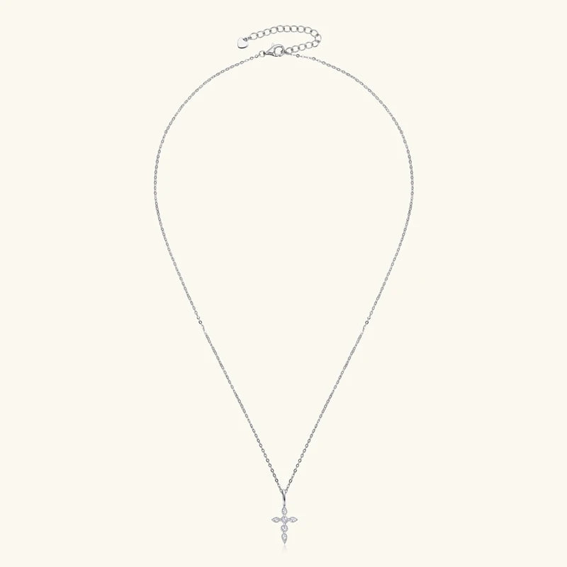Moissanite Cross Pendant Necklace | 925 Silver | D Color Jewelry Gift