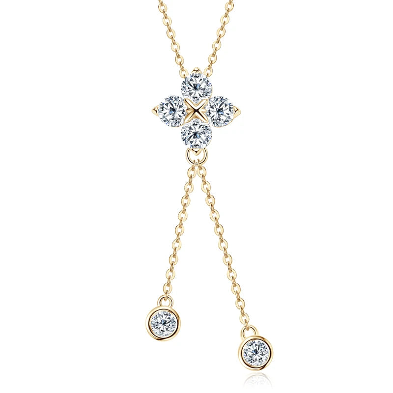 Four Leaf Clover Moissanite Pendant Necklace for Women – 925 Silver