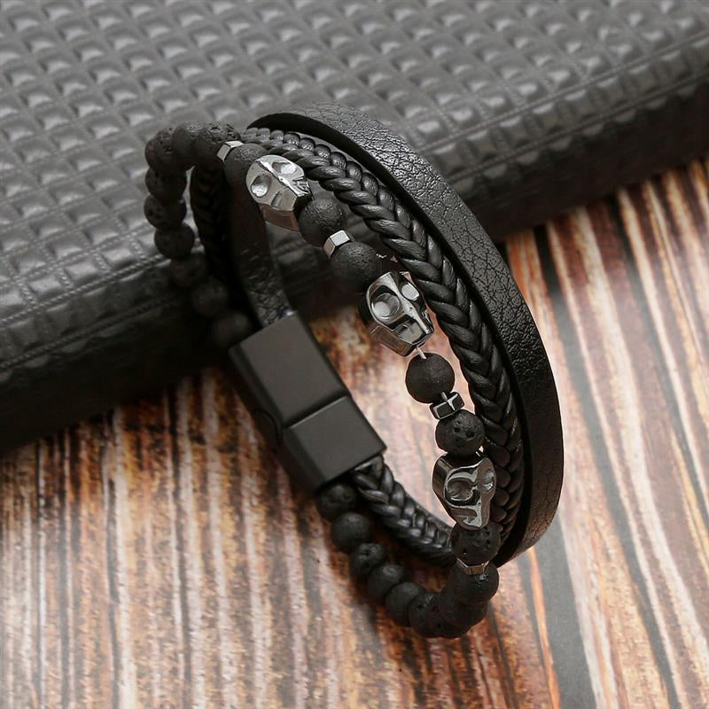 Boho Men’s Tiger Eye Bracelet | Handmade Leather Multilayer Wristband