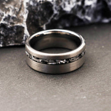 Men’s Silver Meteorite Ring | Tungsten Wedding Band | Interstellar Gift