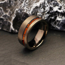 Unique Fossil Ring, Dinosaur Bone Ring, T-Rex Ring, 8mm Wedding Band, Engagement Ring, Red Dinosaur Bone, Tyrannosaurus Bone Ring