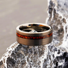 Unique Fossil Ring, Dinosaur Bone Ring, T-Rex Ring, 8mm Wedding Band, Engagement Ring, Red Dinosaur Bone, Tyrannosaurus Bone Ring