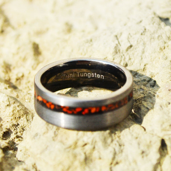 Unique Fossil Ring, Dinosaur Bone Ring, T-Rex Ring, 8mm Wedding Band, Engagement Ring, Red Dinosaur Bone, Tyrannosaurus Bone Ring