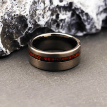 Unique Fossil Ring, Dinosaur Bone Ring, T-Rex Ring, 8mm Wedding Band, Engagement Ring, Red Dinosaur Bone, Tyrannosaurus Bone Ring
