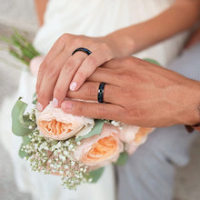 Crushed Blue Opal and Glitter Inlay Tungsten Carbide Ring - Unique Engagement Ring - Black Wedding Band - Anti Scratch - Rings for Couples