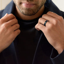 Crushed Blue Opal and Glitter Inlay Tungsten Carbide Ring - Unique Engagement Ring - Black Wedding Band - Anti Scratch - Rings for Couples