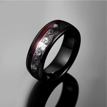 Tungsten Carbide Ring with Red Spiral Piano Thread & Steel Plating Inlay - Wedding Band Engagement Ring - Anti-Scratch Hypoallergenic