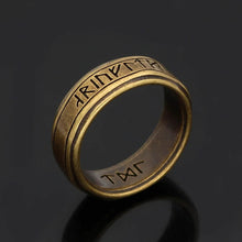 Vintage Nordic Viking Rune Ring for Men | Engraved Norse Rune Ring | Bronze Finish Boho Jewelry | Unique Gift for Him