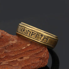 Vintage Nordic Viking Rune Ring for Men | Engraved Norse Rune Ring | Bronze Finish Boho Jewelry | Unique Gift for Him