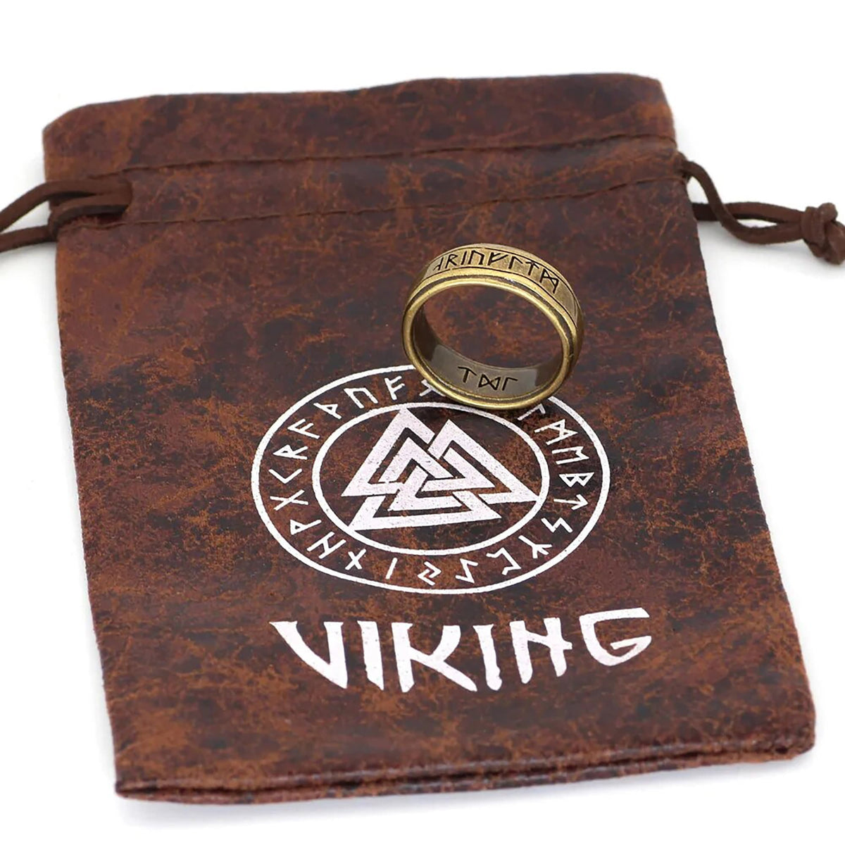 Vintage Nordic Viking Rune Ring for Men | Engraved Norse Rune Ring | Bronze Finish Boho Jewelry | Unique Gift for Him