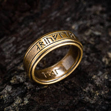 Vintage Nordic Viking Rune Ring for Men | Engraved Norse Rune Ring | Bronze Finish Boho Jewelry | Unique Gift for Him