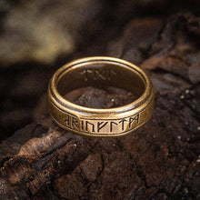 Vintage Nordic Viking Rune Ring for Men | Engraved Norse Rune Ring | Bronze Finish Boho Jewelry | Unique Gift for Him