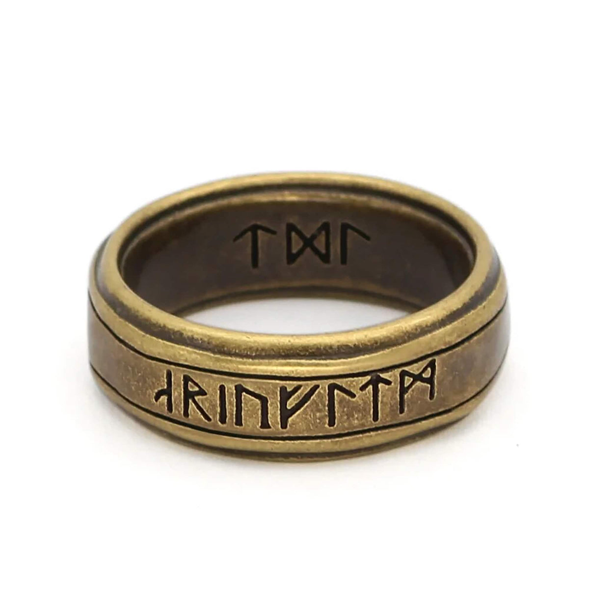 Vintage Nordic Viking Rune Ring for Men | Engraved Norse Rune Ring | Bronze Finish Boho Jewelry | Unique Gift for Him