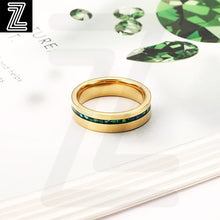 Electric Gold Green Opal Stones Tungsten Ring - 6mm Mens Wedding Band - Anniversary Gift - Womens Engagement Ring - Custom Engraved Ring
