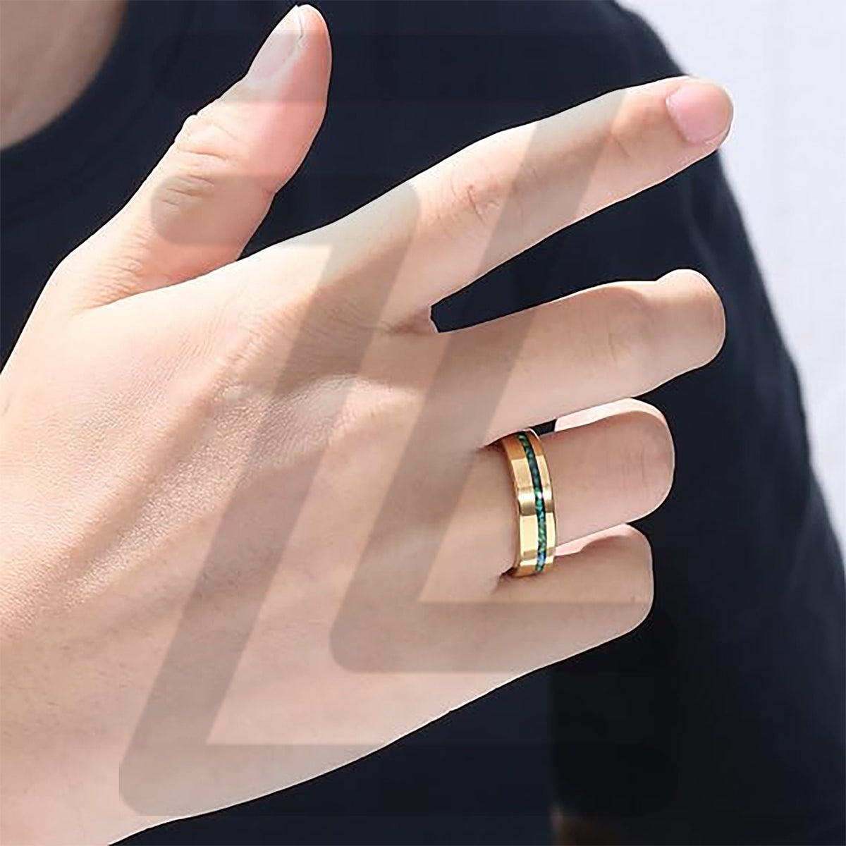 Electric Gold Green Opal Stones Tungsten Ring - 6mm Mens Wedding Band - Anniversary Gift - Womens Engagement Ring - Custom Engraved Ring